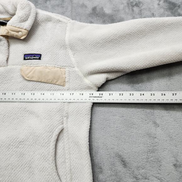 Patagonia Jacket Womens M Cream Raw Linen‎ Re-Tool Snap-T Fleece Pullover Hiking - Picture 9 of 11